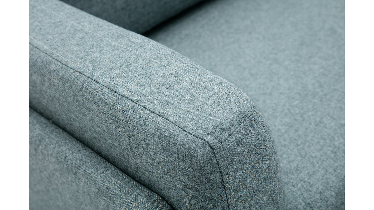 Canap design 2 places en tissu effet velours textur vert de gris et mtal noir MOSCO