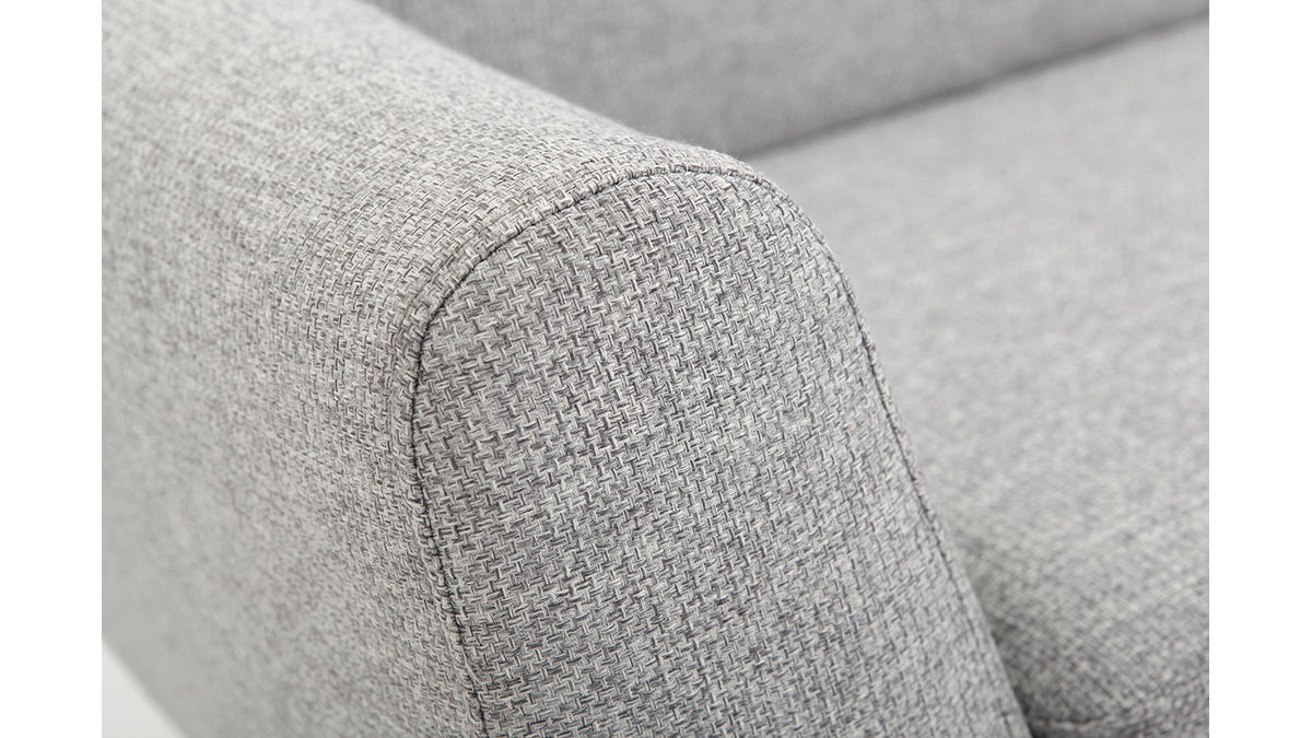 Canapé design 2 places en tissu gris clair et acier chromé PURE