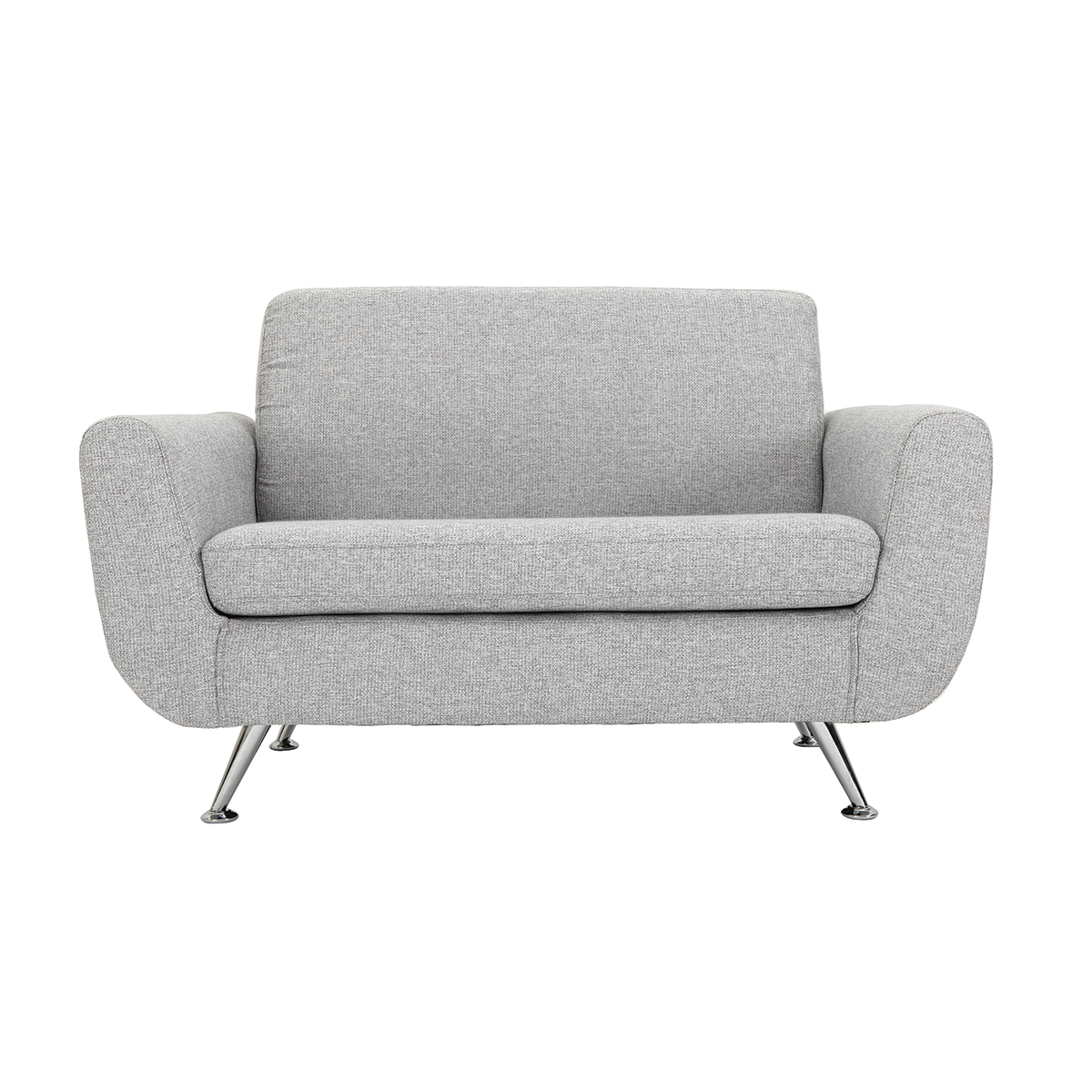 Canapé design 2 places en tissu gris clair et acier chromé PURE vue1