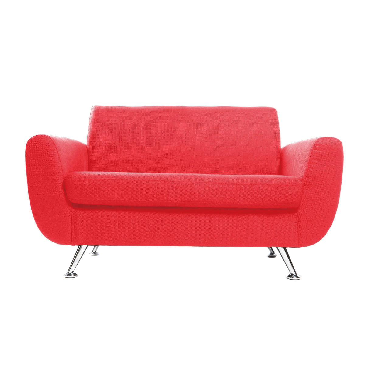 Canapé design 2 places en tissu rouge et acier chromé PURE vue1