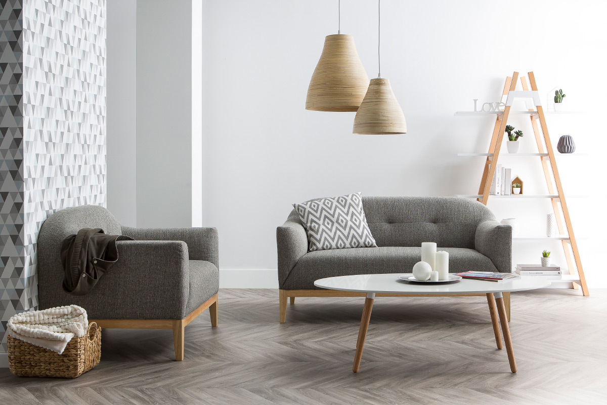 Canap design 2 places gris MARY