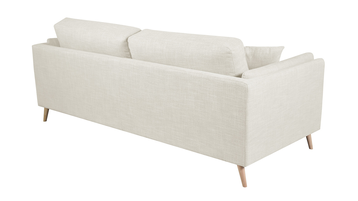 Canapé design 3 places en tissu beige ivoire VOGUE