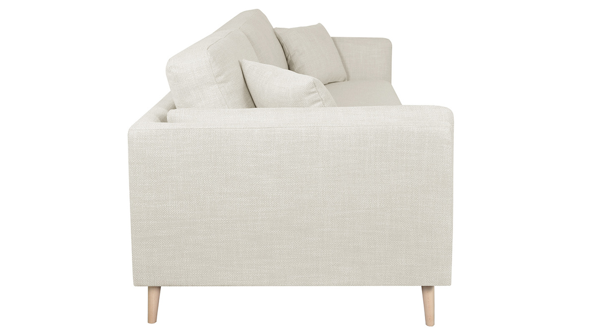Canapé design 3 places en tissu beige ivoire VOGUE