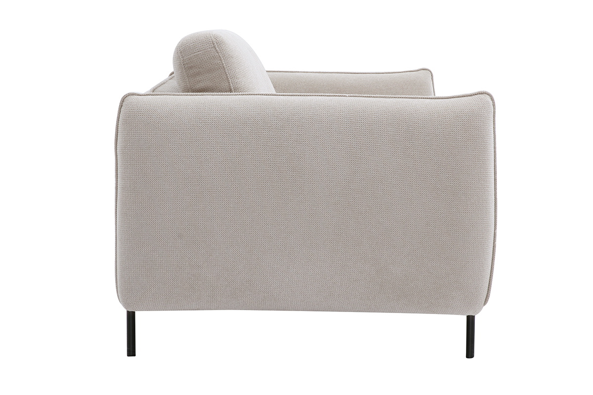 Canap 3 places beige TODD en tissu chenille vu de ct.
