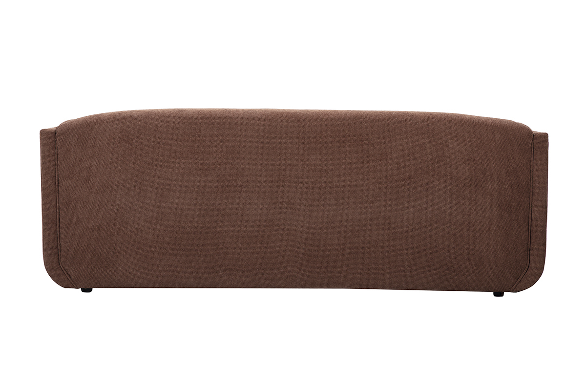 Canap design 3 places HOSBO en tissu velours terre brle, vue de dos.