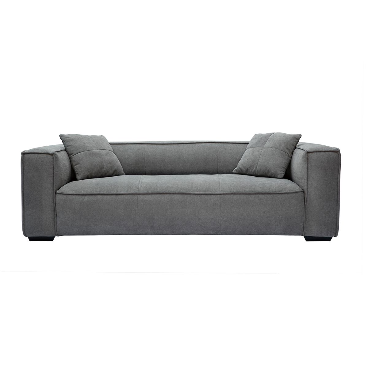 Canapé design 3 places en tissu effet velours gris et bois noir COBAIN vue1