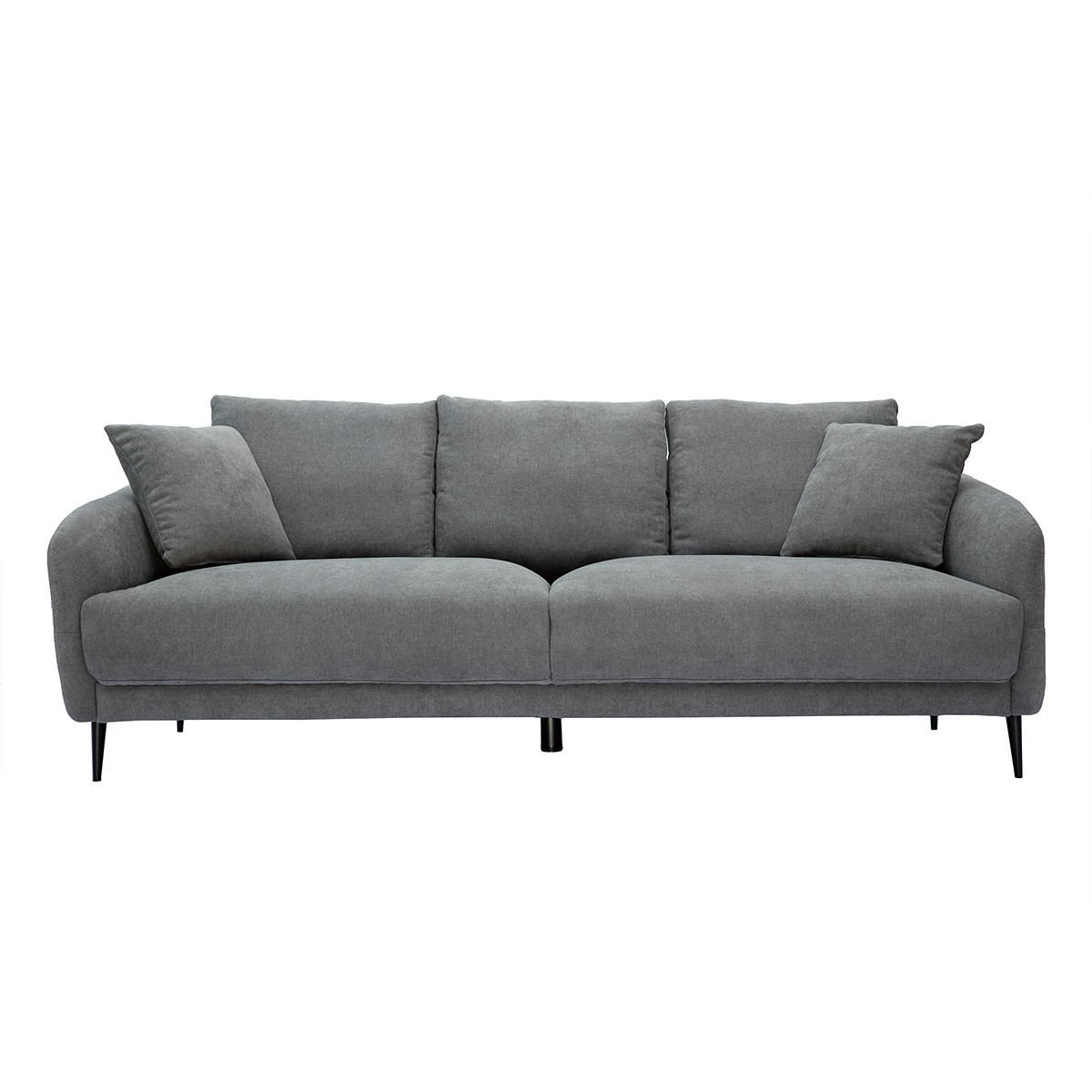 Canapé design 3 places en tissu effet velours gris et métal noir JERRY vue1