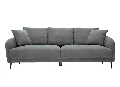Canapé design 3 places en tissu effet velours gris JERRY