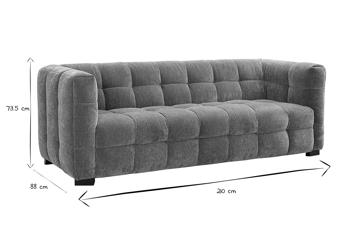 Canap design 3 places en tissu effet velours terre brle CORTO