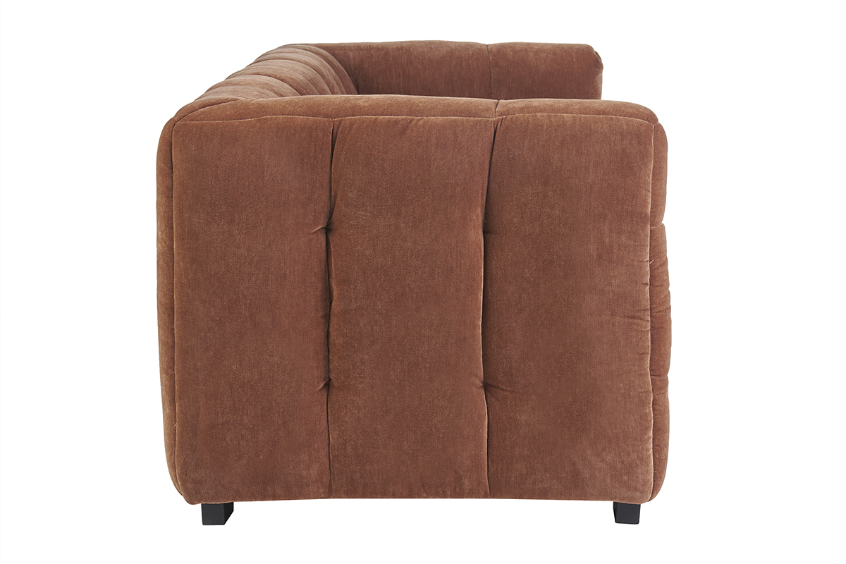 Canap design 3 places en tissu effet velours terre brle CORTO