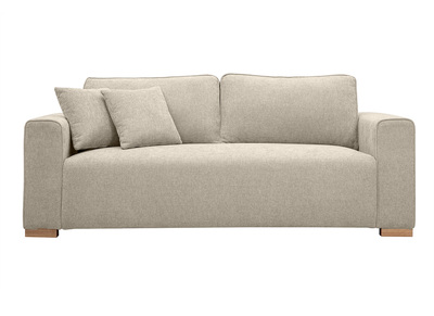 Canapé design 3 places en tissu effet velours texturé beige PEPPER