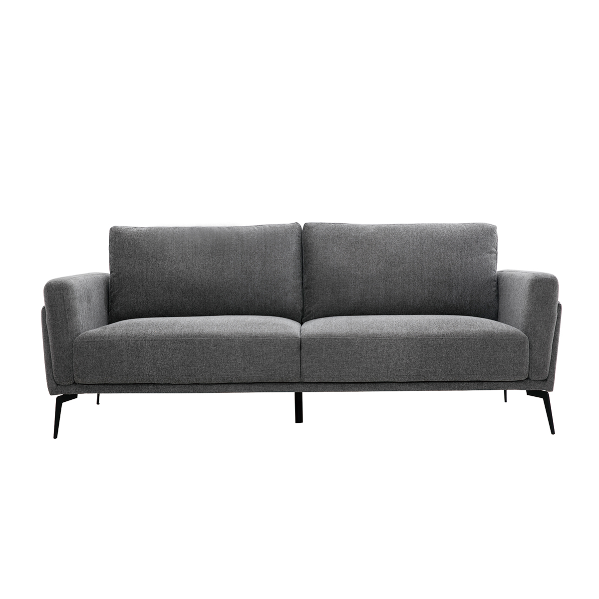 Canapé design 3 places en tissu effet velours texturé gris et métal noir MOSCO vue1