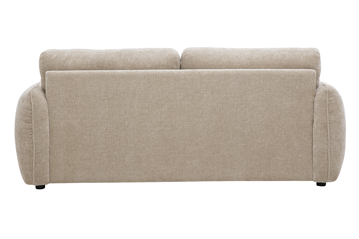 Canap� design 3 places en tissu effet velours textur� taupe, vue de dos