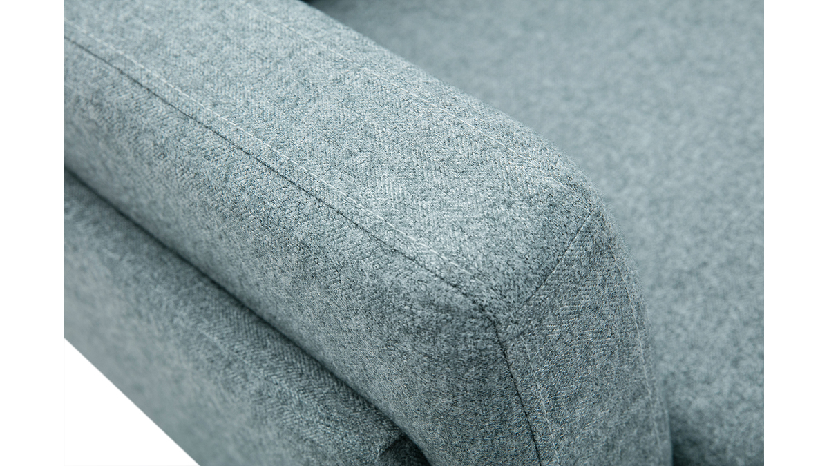 Canap design 3 places en tissu effet velours textur vert de gris et mtal noir MOSCO
