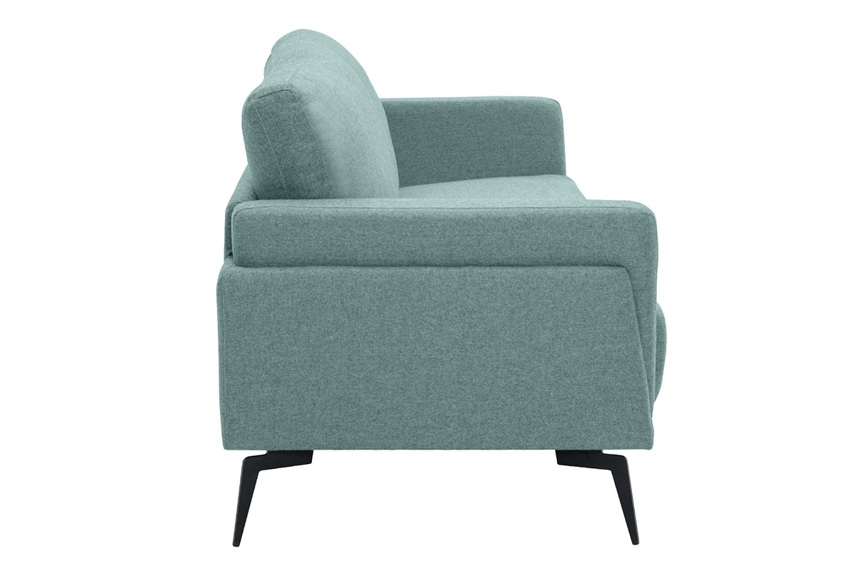 Canap design 3 places en tissu vert de gris et mtal noir MOSCO