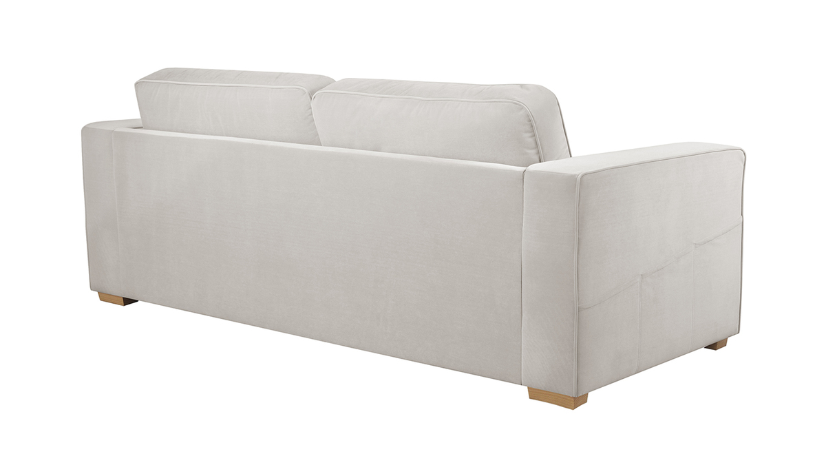 Canapé design 3 places en velours mat grège GOTTA
