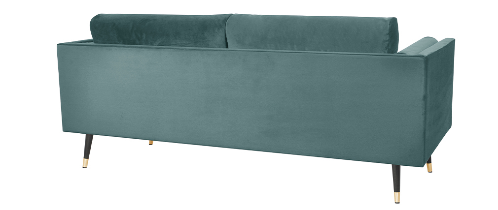 Canapé design 3 places en velours vert de gris STING