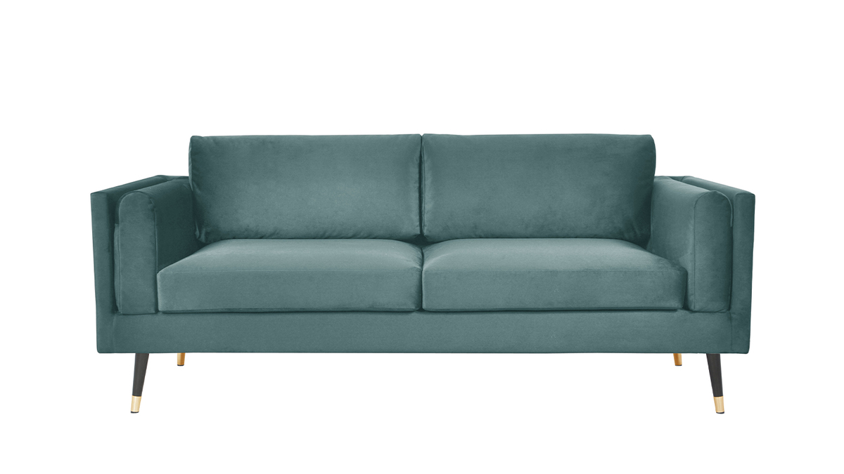 Canapé design 3 places en velours vert de gris STING
