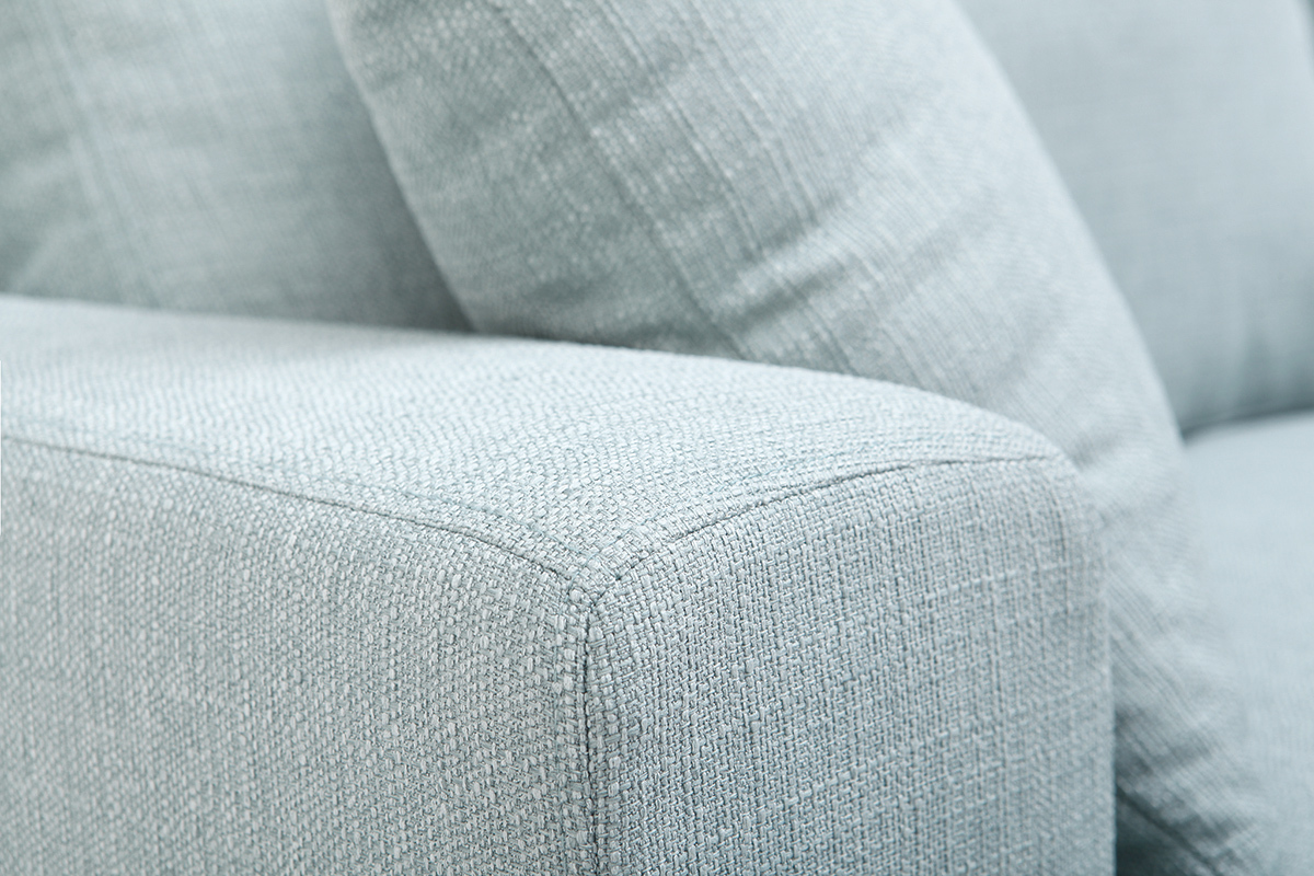 Canap design 3 places tissu bleu clair BOMEN