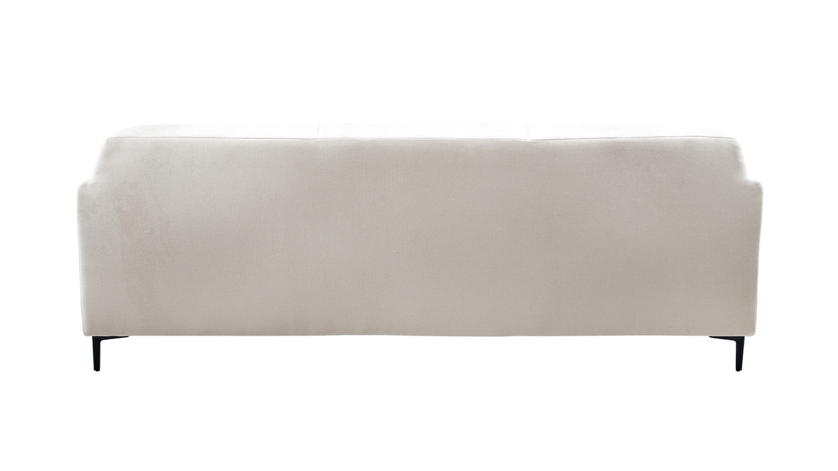 Canap design 4 places en tissu effet velours beige et mtal noir ALOWISS