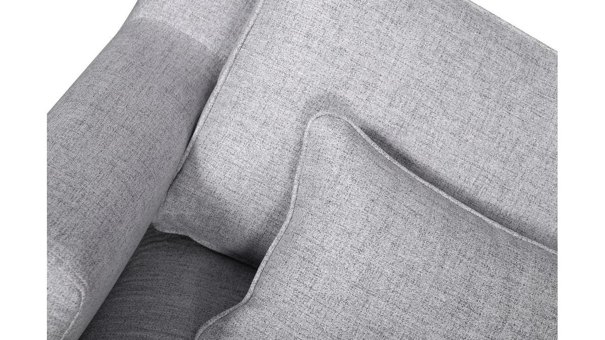 Canapé design 4 places en tissu gris chiné et métal noir PUCHKINE