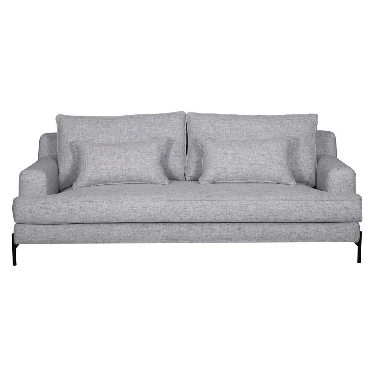 Canapé design 4 places en tissu gris chiné et métal noir PUCHKINE vue1