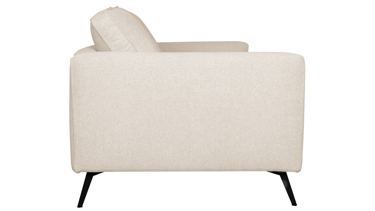 Canapé design 4 places L210cm en tissu beige et métal noir OSMANN