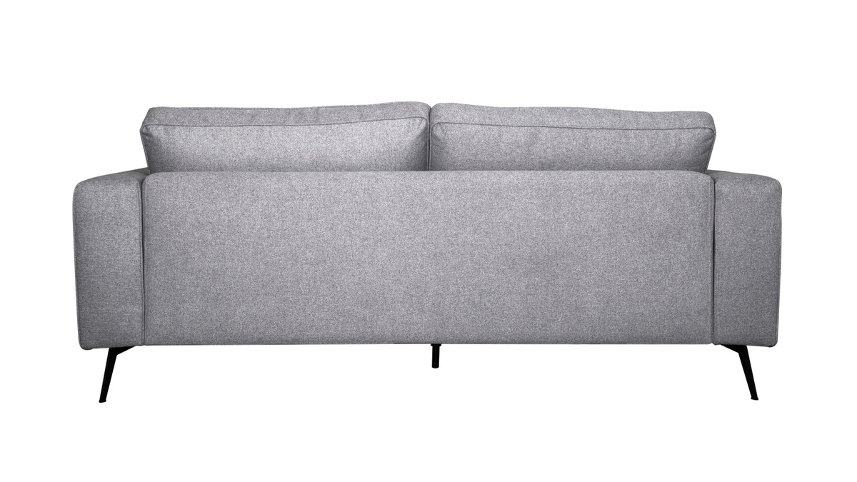 Canapé design 4 places L210cm en tissu gris et métal noir OSMANN