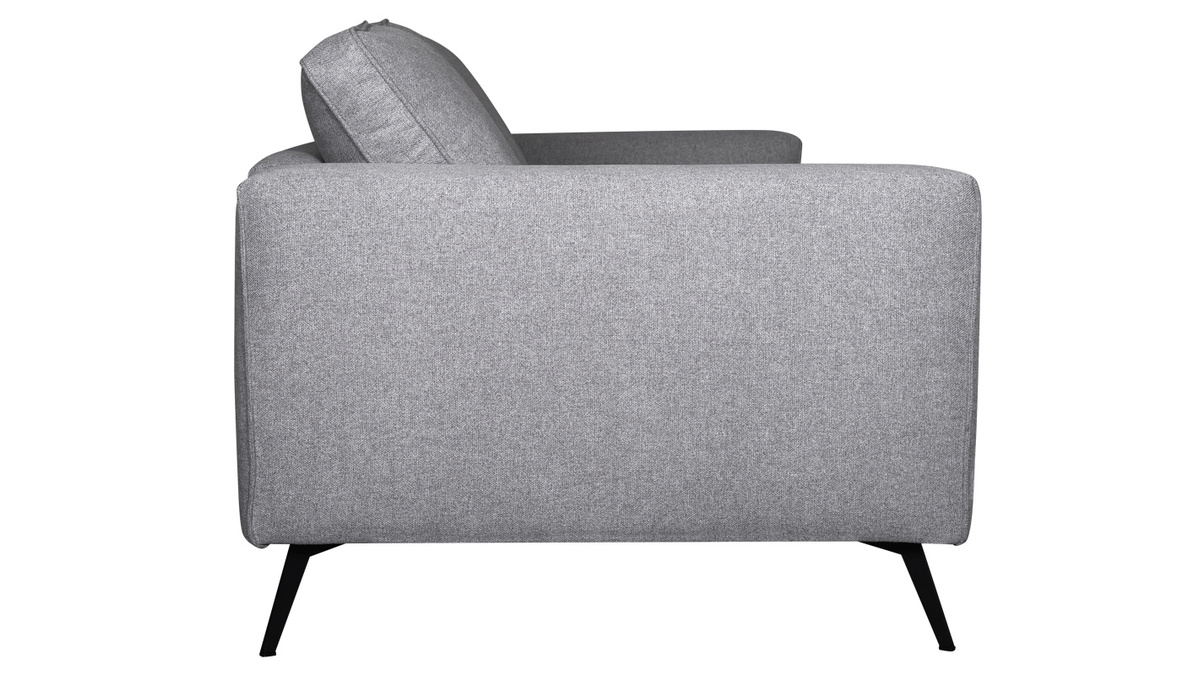 Canapé design 4 places L210cm en tissu gris et métal noir OSMANN