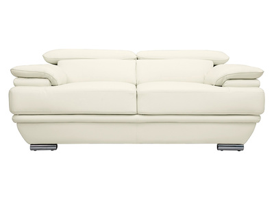 Canapé design avec têtières ajustables 2 places cuir blanc et acier chromé EWING