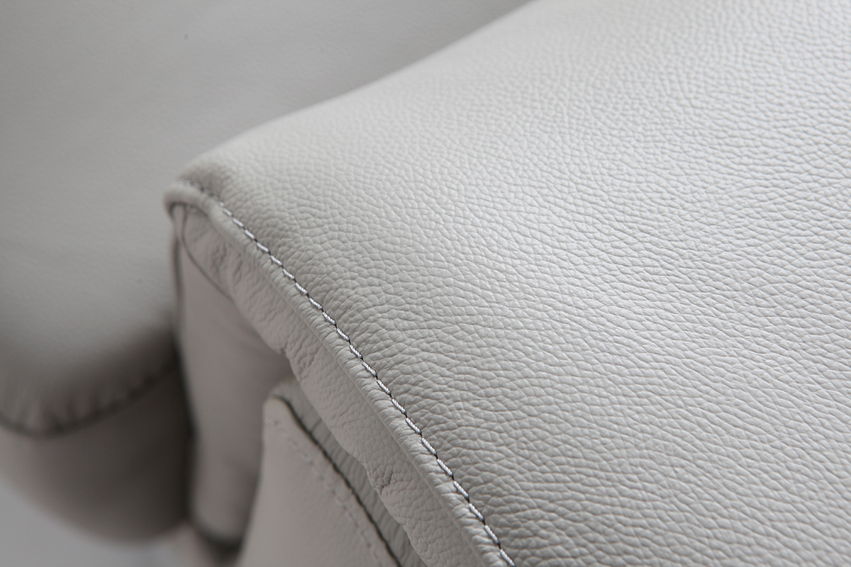 Canap� design avec t�ti�res ajustables 3 places cuir gris et acier chrom� NEVADA