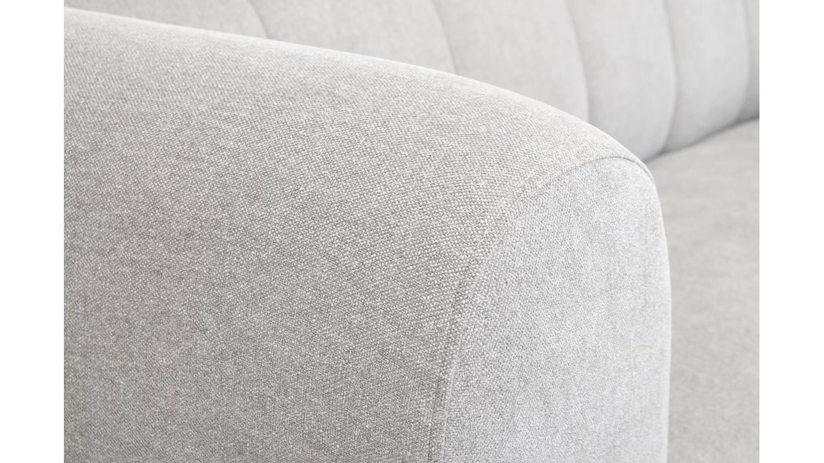 Canap design en tissu effet velours textur gris 3-4 places OLIVEIRO