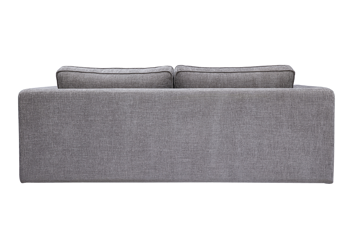Canap� GRAMMY 3 places en tissu effet velours textur� gris, vue de dos