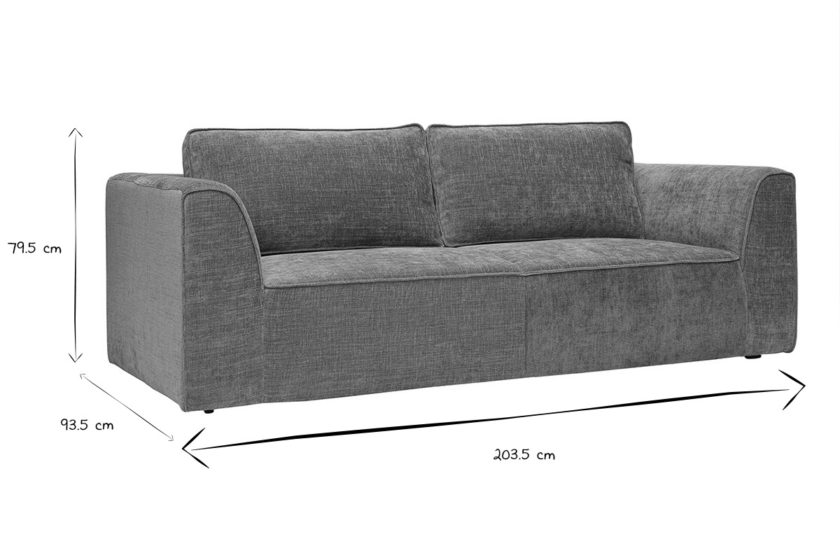 Dimensions du canap� design GRAMMY en noir et blanc : 203.5 cm (longueur), 93.5 cm (largeur), 79.5 cm (hauteur).