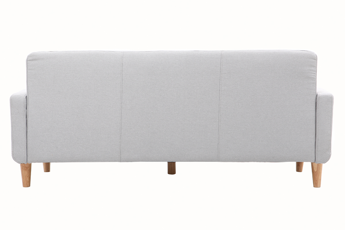 Canap design scandinave tissu gris clair 3 places LUNA