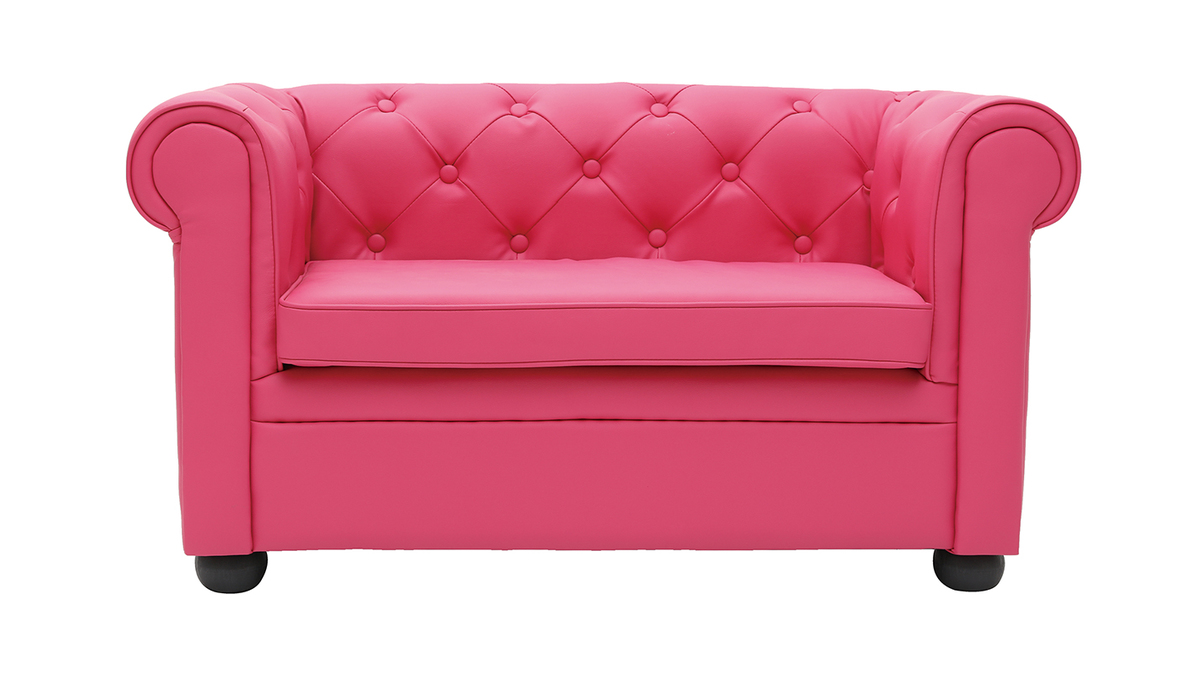 Canap enfant 2 places rose  -  BABY CHESTERFIELD