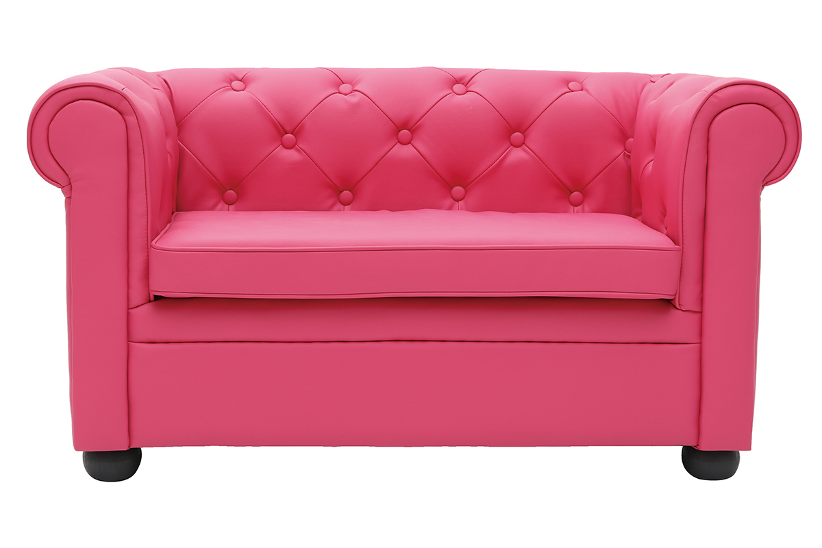Canap� enfant 2 places rose  -  BABY CHESTERFIELD