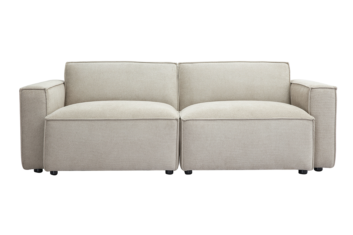 Canap modulable 3 places en tissu effet velours textur beige SPLIT