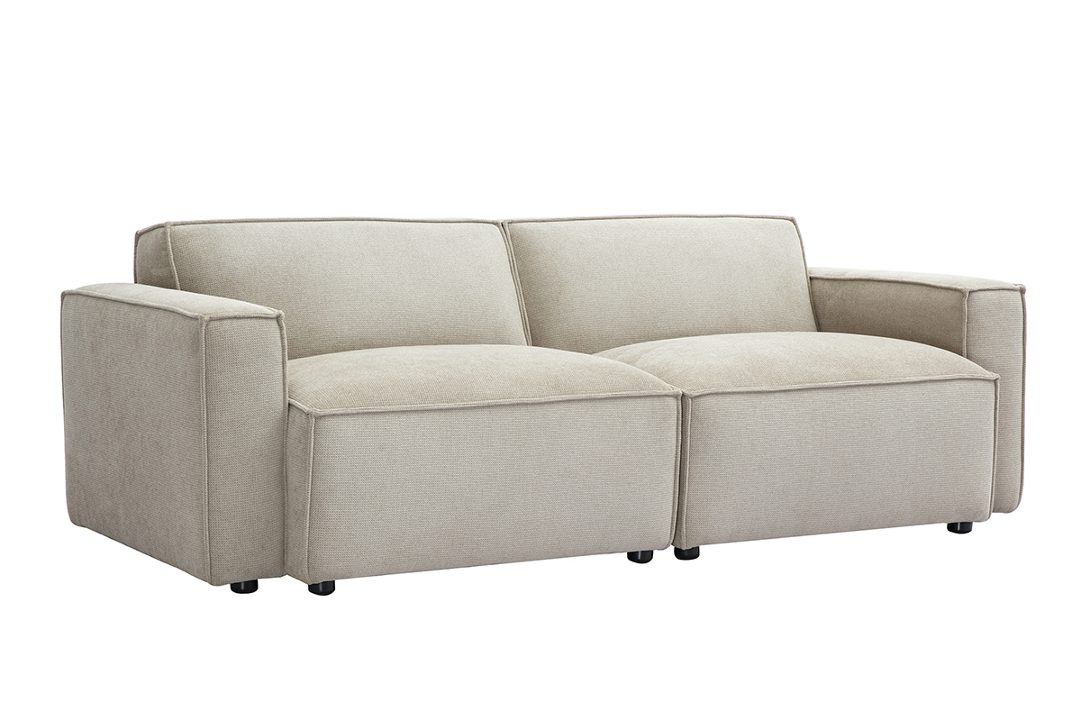 Canap modulable 3 places en tissu effet velours textur beige SPLIT