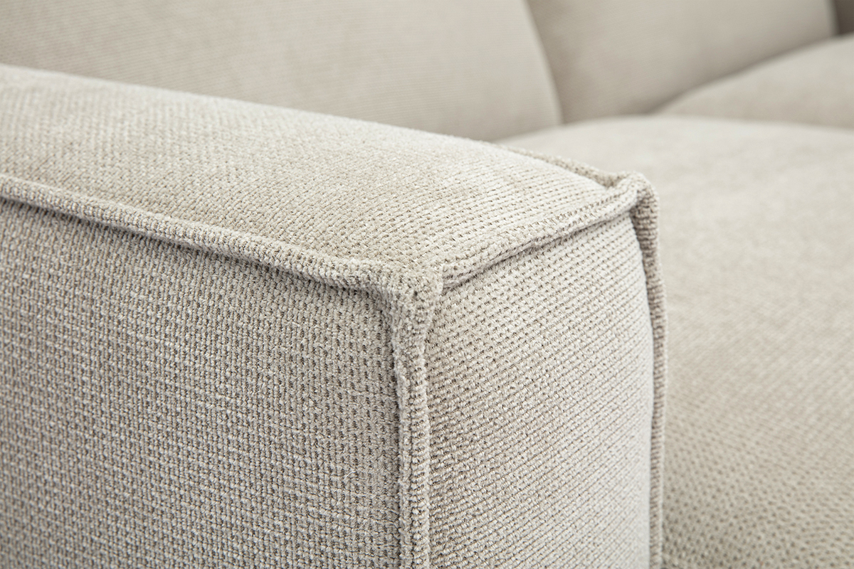Canap modulable 3 places en tissu effet velours textur beige SPLIT