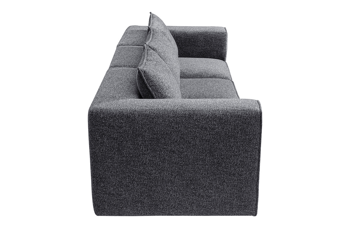 Canap modulable 4 places en tissu chin gris fonc KERRY