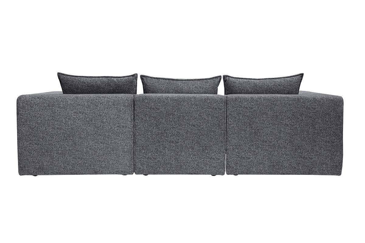 Canap modulable 4 places en tissu chin gris fonc KERRY