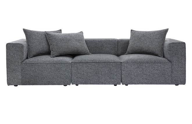 Canapé modulable 4 places en tissu chiné gris foncé KERRY