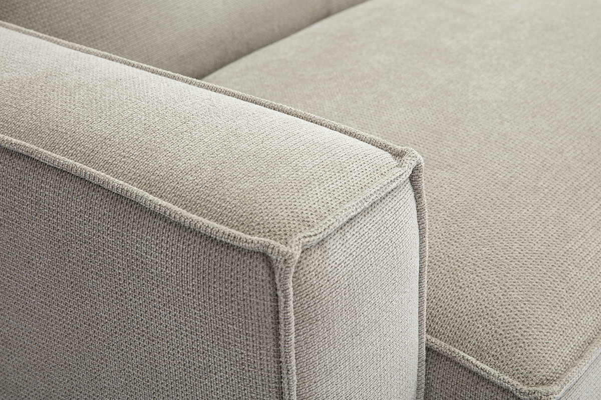 Dtail tissu effet velours beige du canap modulable 4 places SPLIT.