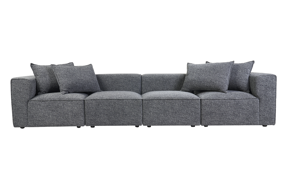 Canap modulable 5 places en tissu chin gris fonc KERRY