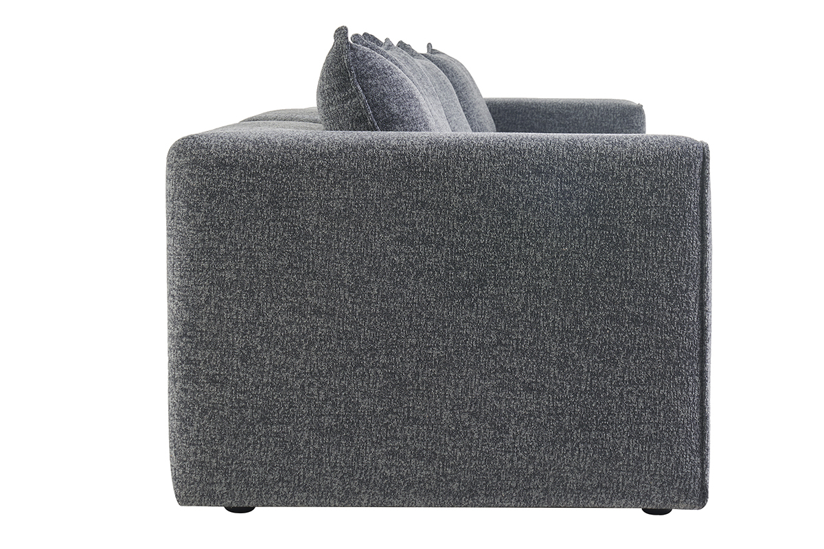 Canap modulable 5 places en tissu chin gris fonc KERRY