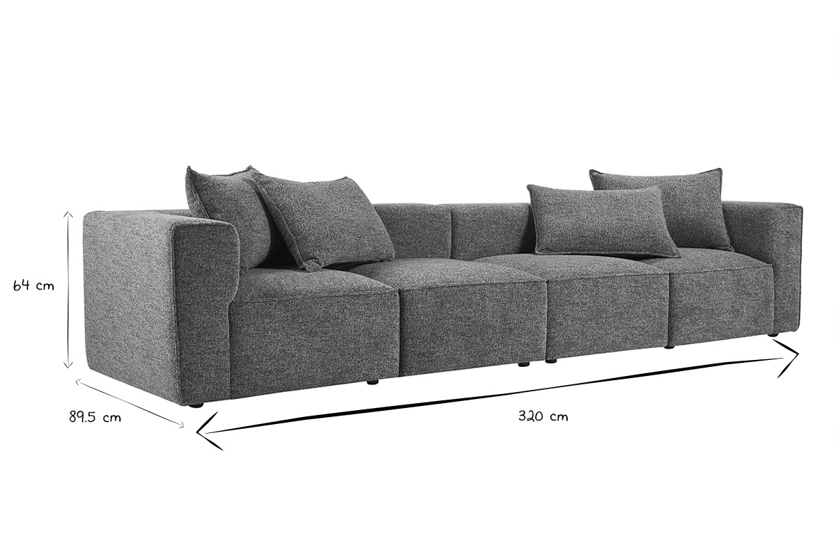 Dimensions du canap modulable 5 places en tissu gris fonc KERRY
