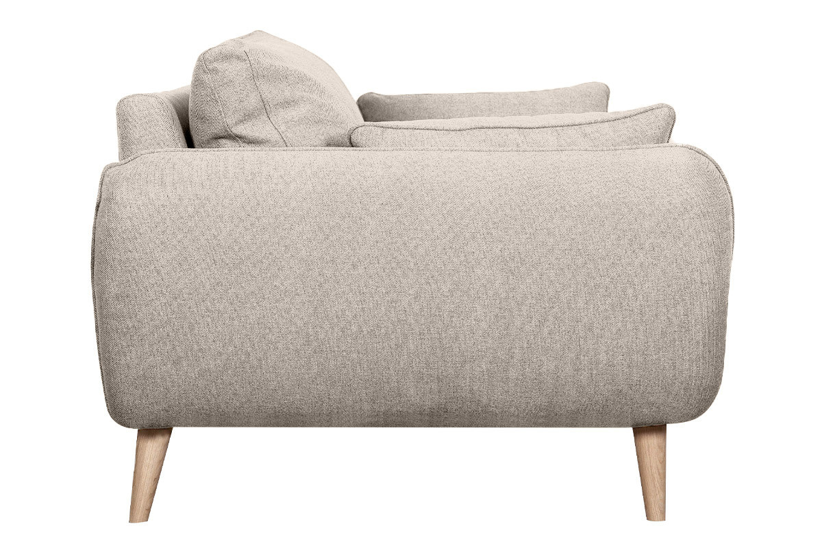 Canap� scandinave 2 places en tissu beige et bois clair CREEP