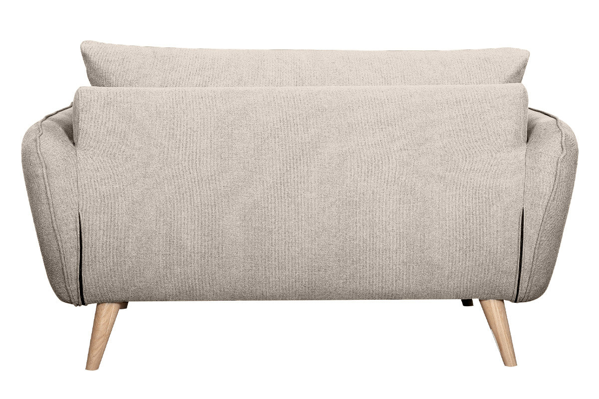 Canap� scandinave 2 places en tissu beige et bois clair CREEP