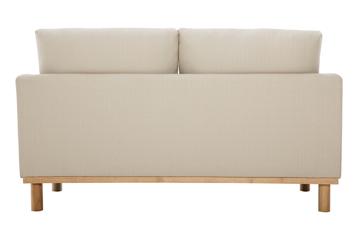 Canap� scandinave 2 places en tissu beige et bois clair HOBART